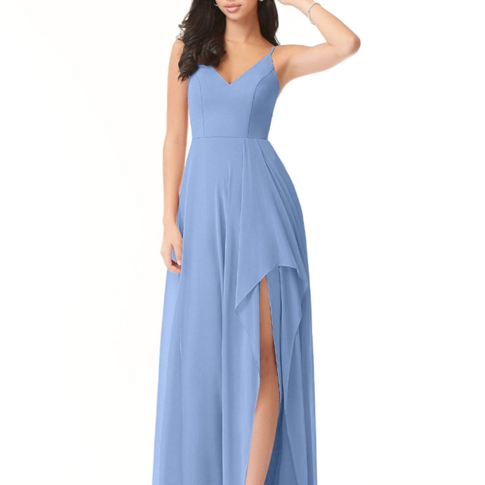 Azazie Collette Bridesmaid Dress - Size 6 - Steel Blue